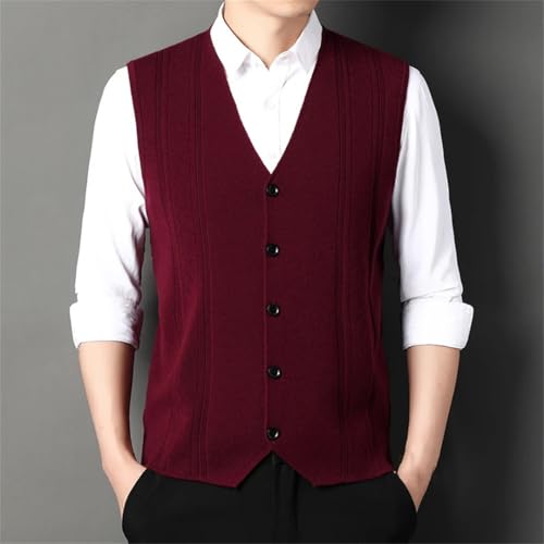 Men's Fashion Sleeveless Knit Vest Casual Button Cardigan Street Style Waistcoat3