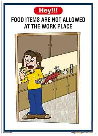 buysafetyposters.com - No Food In Lab Poster In English Eco Vinyl Sticker (2 ft X 3 ft, 24 inch X 36 inch, Multicolor)