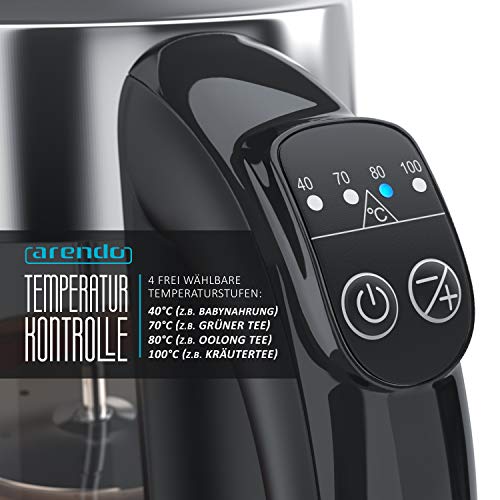 Teeautomat Arendo, Glas Wasserkocher mit Temperatureinstellung