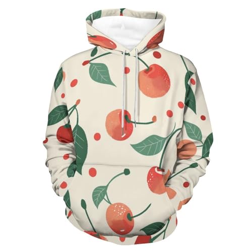 Feuille de Cerisier Sweat à Capuche Hoodie Manches Longues pour Homme et Femme en Taille S