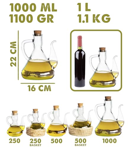 Miniatura 6 de Viste-Lo Aceitera De Cocina. Antigoteo Cristal Vinagrera Vidrio Dispensador De Aceite Antimanchas: Aceitera Antigoteo Semiartesanal Rellenable Botella Cristal Aceite Aceiteras Para Cocina 1000 Ml