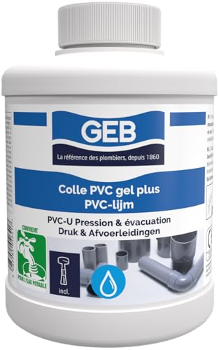 GEB Colle Gel Plus pour PVC Rigide Pression et évacuation Contact Eau Potable - Pot 500ml