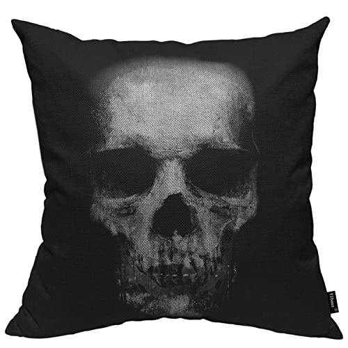 Yibeas Skull Throw Pillow Covers 18 X 18 Inch Scary Skull Spooky Halloween Linen Pillow Cushion Cases Square Pillowcases For Sofa Couch Bedroom Living Room Car #TOP8