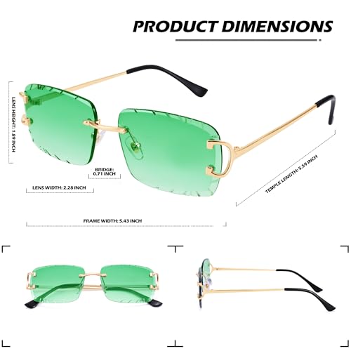 Image of Hycredi Rimless Rectangle Sunglasses for Men /Women- Frameless Square Trendy Shade - Diamond Cutting Eyewear