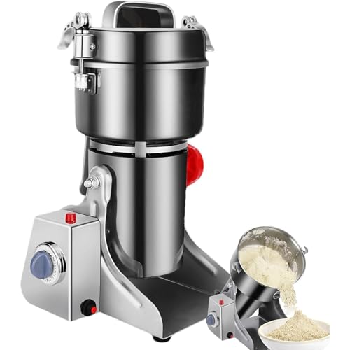 Molino eléctrico de granos de 800 g, molinillo de alimentos de acero inoxidable 304 con temporizador y protección contra sobrecarga, giro de 180°, alta velocidad de 30 000 RPM para especias y café.