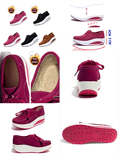 BlackeEight Women's Pain Relief Walk Shoes Lightweight Comfy Suede Casual Lace-up Low Height Antiskid Wedge Orthotic Nurse Sneakers2