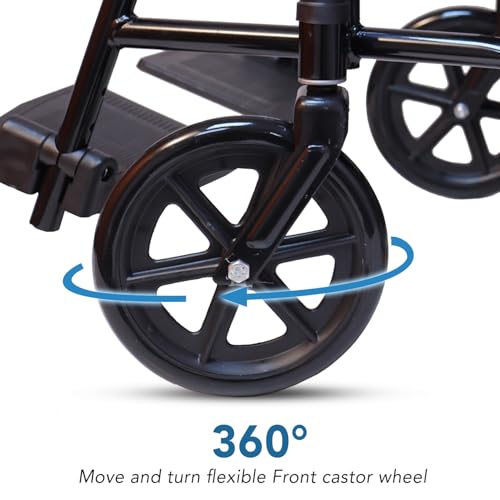 Image of Everactiv Everyday Economy with Attendant Brakes | Foldable Wheelchair with Safety Seat belt | Weight Bearing Capacity 120 kg | Sturdy Frame and Easy Foldable Mechanism