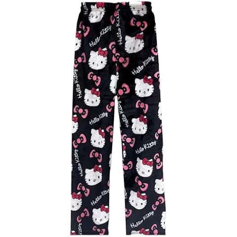 Anime Pajama Pants for Women Cute Pjs Cartoon Cat PJ Pants Christmas Pants Fluffy Flannel Sleep Bottoms-Medium Cover