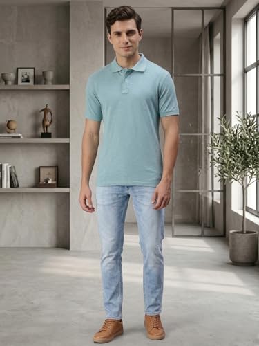 Image of Lux Cozi Men's Cotton Solid Polo Tshirt | Collar Tshirts | Half Sleeves | Stylish & Premium All Day Wear | Pack of 1