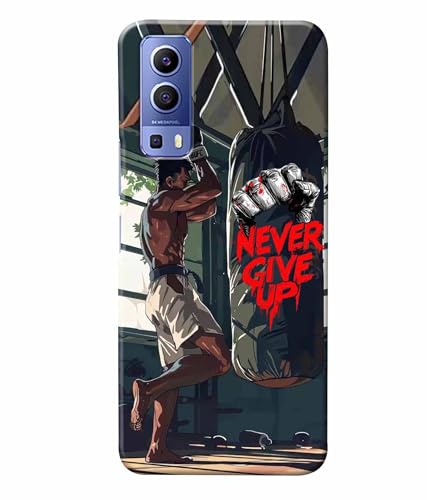 Image of Never Give Up Motivation Quotes Printed Hard Back Case Cover & Compatible for Vivo Y72 5G (Multicolor) - D1809