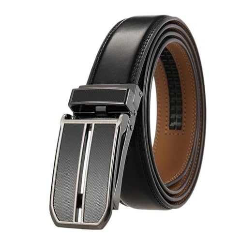 Men's 3Cm Thin Belt 130Cm Brown Alloy Automatic Buckle Trouser Belt Brown 125cm2