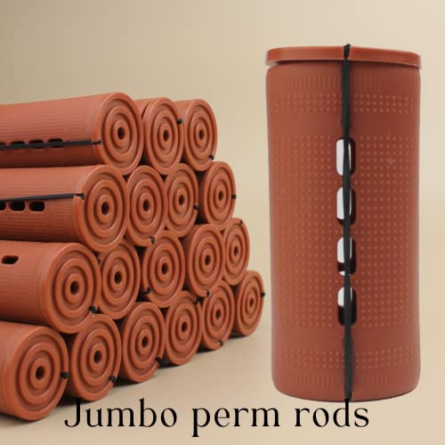 Extra Large 18 Pcs Perm Rods For Natural Hair Cold Wave Rods For Long Hair Hair Rollers Jumbo Size Curling Rods Perm Styling For Women Home Hairdressing Tools(Brown) #TOP5