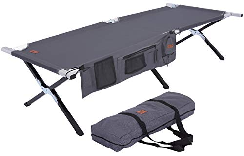 Tough Outdoors Camp Cot [Large] with Free Organizer & Storage Bag - Military