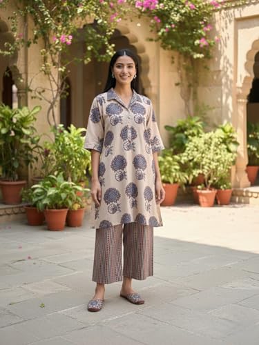 Image of Leriya Fashion Women s Rayon Kurta Pant Set | Casual Style Ethnic Co ord Set for Women Stylish | Black Print Kurti for Office & Daily Travel Outfit | Geometric Kurta Sets for Woman
