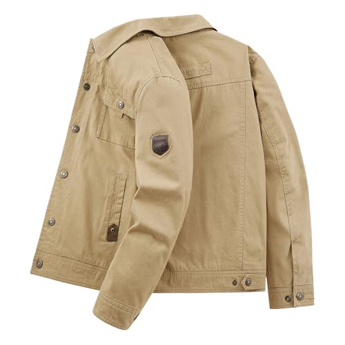Generisch Veste en toile robuste pour homme de style militaire - Veste classique pour la transition et les loisirs - Veste de travail en coton avec de...