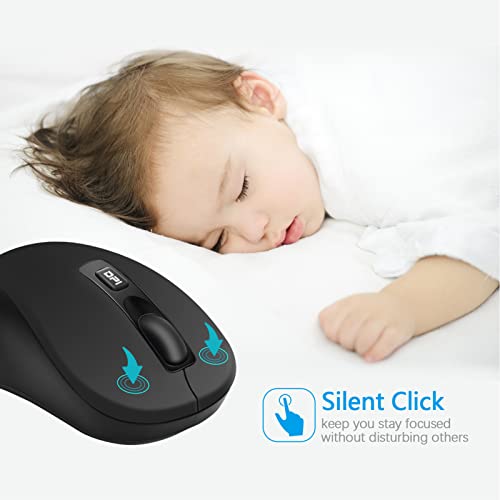 Wireless Mouse for Laptop Ergonomic Computer Mice, Mini Cordless Optical Mouse 3 Adjustable DPI, 1600DPI Silent USB Mice for Windows Chromebook MacBook Computer-Black - Image 6