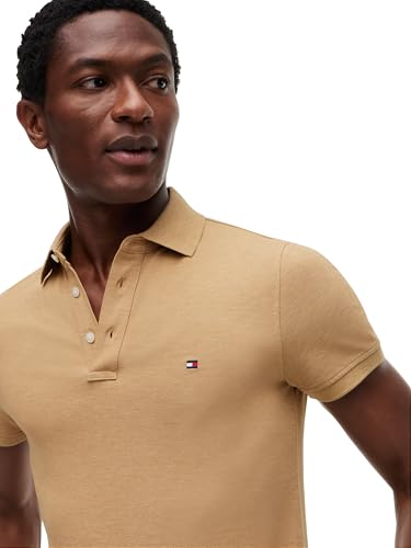 Image of Tommy Hilfiger Men's Short Sleeve Polo Shirts in Slim Fit with Stretch and Organic Pique Cotton