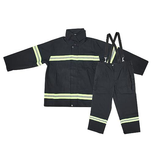 Fire Resistant Coveralls Clothes Flame Retardant Clothing Fireproof Heatproof Firemen Protective Reflective Coat Trousers for Welders Firefighter Harsh Environment Workers(M)