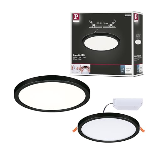 Paulmann 79963 LED Panel Einbaupanel Areo IP44 175mm rund incl. 1x13 W Warmweiß Schwarz Kunststoff Beleuchtungssystem 4000 K