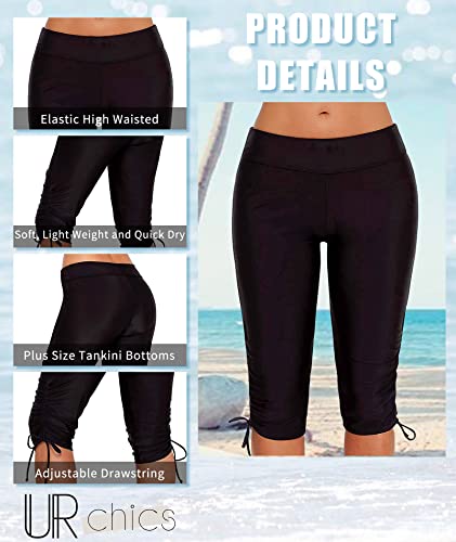 Urchics Womens Plus Size Rash Guard Capris High Waist Swimwear Bottoms Long Swim Shorts Tankini Bottom Swim Lengging3