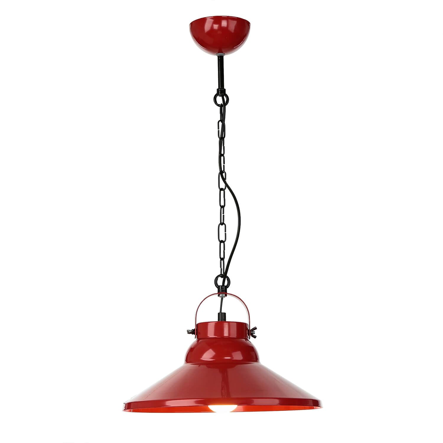 Licht-Erlebnisse Hängelampe Metall Rot Schwarz Küche Wohnzimmer Ø31 cm E27 max. 60 Watt knallig Modern Industrial Esstisch Pendelleuchte IRON