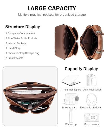 FADEON Leather Satchel Messenger Bag