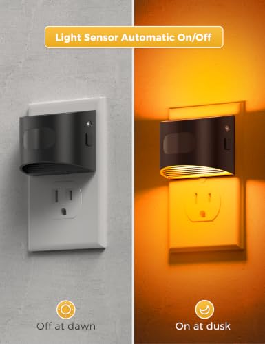 Image of L LOHAS LED Night Light with Motion Sensor & Dusk to Dawn Sensor, 3CCT | Night Lights Plug into Wall, Motion Activated Night Light, Black Housing 4 Pack