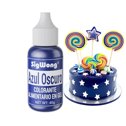Colorante Alimentario Gel, 40g Colorante Alimentario Reposteria Altamente Concentrado para Fondant Colores, Colorante Alimenticio para Fondant Colores, Macarrones, Cupcakes, Slimo-Azul Oscuro