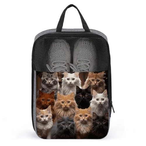 Bolsas de zapatos para viaje con estampado de gatos y asa de transporte práctica
