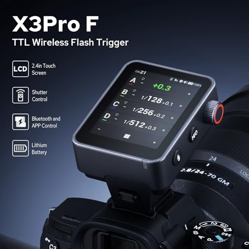 Godox X3Pro-F Transmisor Flash Inalámbrico para Cámara Fujifilm, Pantalla Táctil 2.4 Pulgadas, 16 Grupos, HSS 1/8000s, TTL/TCM, Carga USB-C, 30 Días de Duración de Batería - imagen 2