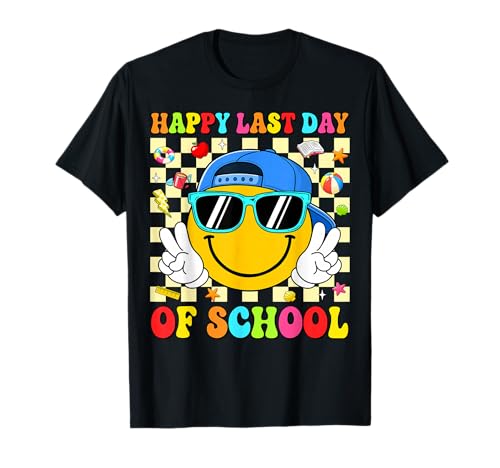 Happy Last Day of School Groovy Retro Teacher Student Summer T-Shirt