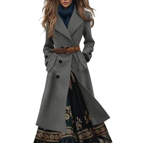 Manteau long femme hiver chic à boutonnage double rang élégant