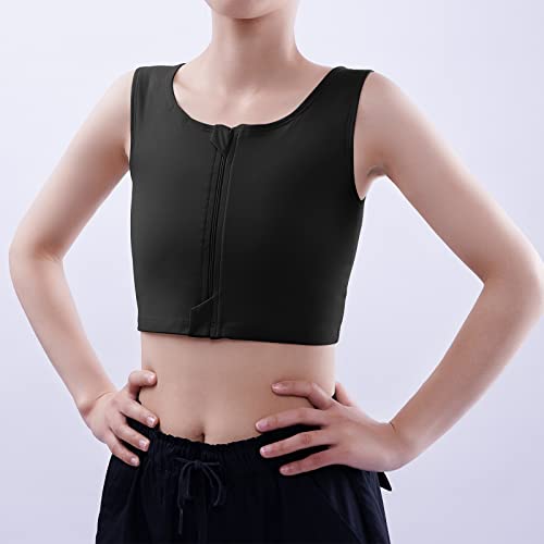 Women Transgender FTM Chest Binder Zip Up Breathable Half Binder Bra2