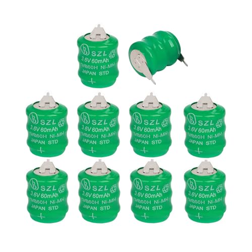 STEPMAX 10 Pack 3.6V 60mAh Ni-MH Battery for Varta 3/V60H 55608303012 PLC CNC Chip Data Power Supply 2 Pin
