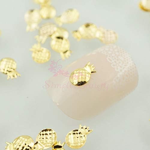 500PCS/LOT 6X4MM Pineapple Studs Slice Gold Tone Metallic Summer 3D Salon Nail Art Manicure DIY Design Decorations Accessories