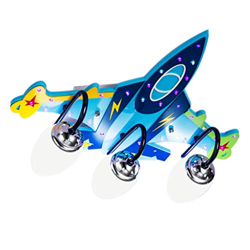 LI- Plafonnier d'avion pour enfants à LED, plafonnier pour garçon avec protection des yeux au dessin animé créatif, éclairage chaleureux et personnalisé de la chambre des enfants