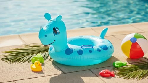 Image of Kids Inflatable Cartoon Swim Ring with Seat - Pink Baby Pool Float (Duck-Swiming-Ring)