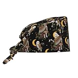 Buewutiry Scrub Caps Women Men Owl Strawberry Mushroom Working Surgical Nurse Dental Hats Ponytail Scrub Cap