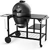 شواية الفحم والمدخنة من Brand-Man Steel Kamado - شبكات من الحديد الزهر مقاس 22 بوصة، سلة شواء، عربة طاولة تحضير كبيرة، مثالية للطهي في الهواء الطلق