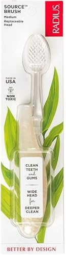 RADIUS Cepillo de hilo dental con fuente de cepillo de dientes, sin BPA y aceptado por la ADA, mejora la salud de las encías y reduce los problemas