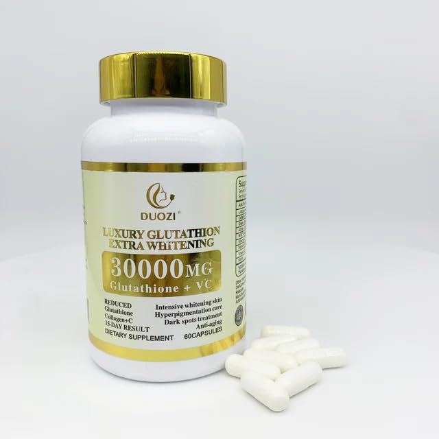 Glutathione Skin Brightening 30,000mg Anti ageing Formula Targets Hyperpigmentation Spota & Acne Marks| Collagen & Vitamin C Infused Capsules + CoQ10 200mg Liposomal Glutathione