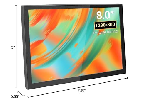 Image of 8 Inch Mini Monitor, Small HDMI Screen Display,1280 * 800 Resolution Portable Monitor for PC Laptop Compatible with Raspberry Pi Game Consoles