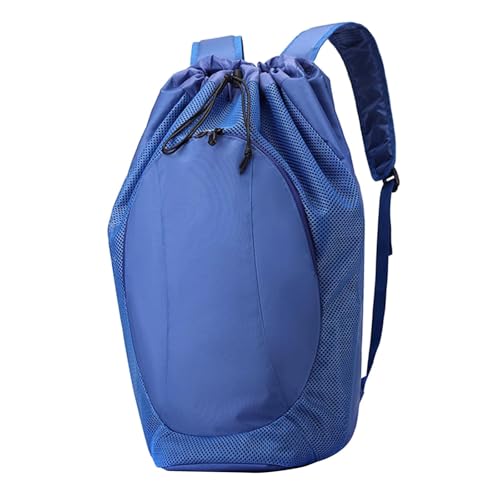 Drawstring Backpack Sports Gym Bag Zip Pocket Nylon Beach Gym Backpack Badminton Racket Bags for Hiking Dance Travel Shopping, Blue