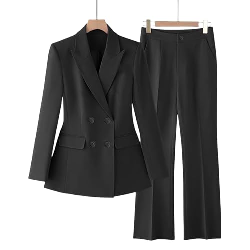 Women 2 Piece Outfits Business Lapel Double Breasted Blazer Straight Suit Pant Work Office Suits Dressy Blazer Suits3