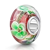 MATERIA by Matthias Wagner Cuentas de cristal con flores y 3 piedras de circonita para mujer, Vidrio