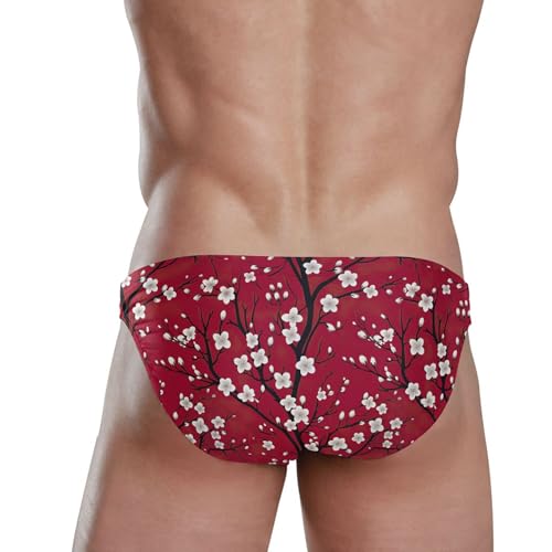 Plum Blossom Flowers Swim Briefs for Men Swimsuit Bikini Swimwear S B04021663