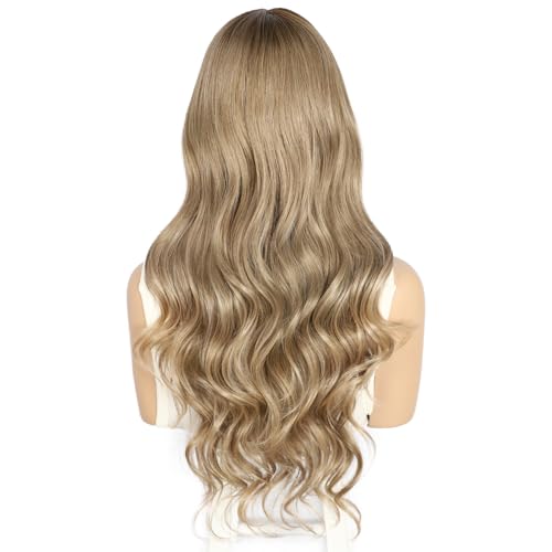 Sapphirewigs Brown Lace Front Wig Synthetic Body Wave Natural Brown 13x4 Synthetic Lace Front Wigs for Women Party Date Daily Wear Christmas Natural Looking 26 inch - Image 3