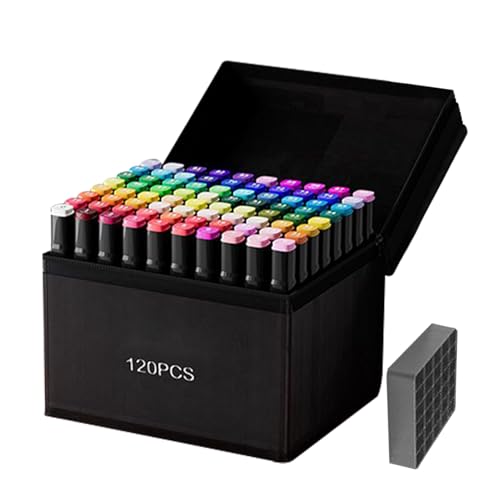 WJnflQN Marcadores para colorear, juego de marcadores de dibujo, impermeable, a base de aceite, de doble punta, para dibujar, pintar, tela, arte, álbumes de recortes, póster