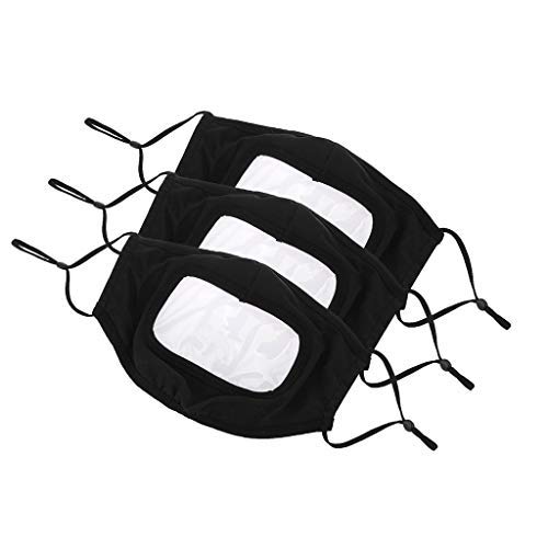 BMC TECH - 3 Pcs Transparent Facemask - Non Medical - Easy for Lip Reading - Half Face Bandanas -Washable Reusable Face_Masks Covering