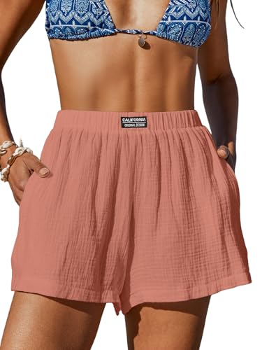 Image of CUPSHE Women's Casual Shorts Cotton High Rise Beach Cover Ups Summer Shorts with Pockets